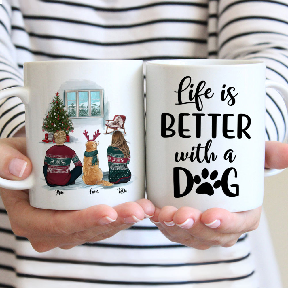 Image of Personalized Mug - Couple Christmas - Life Is Better With Dogs - Couple Gifts, Couple Mug, Christmas Gifts For Couples