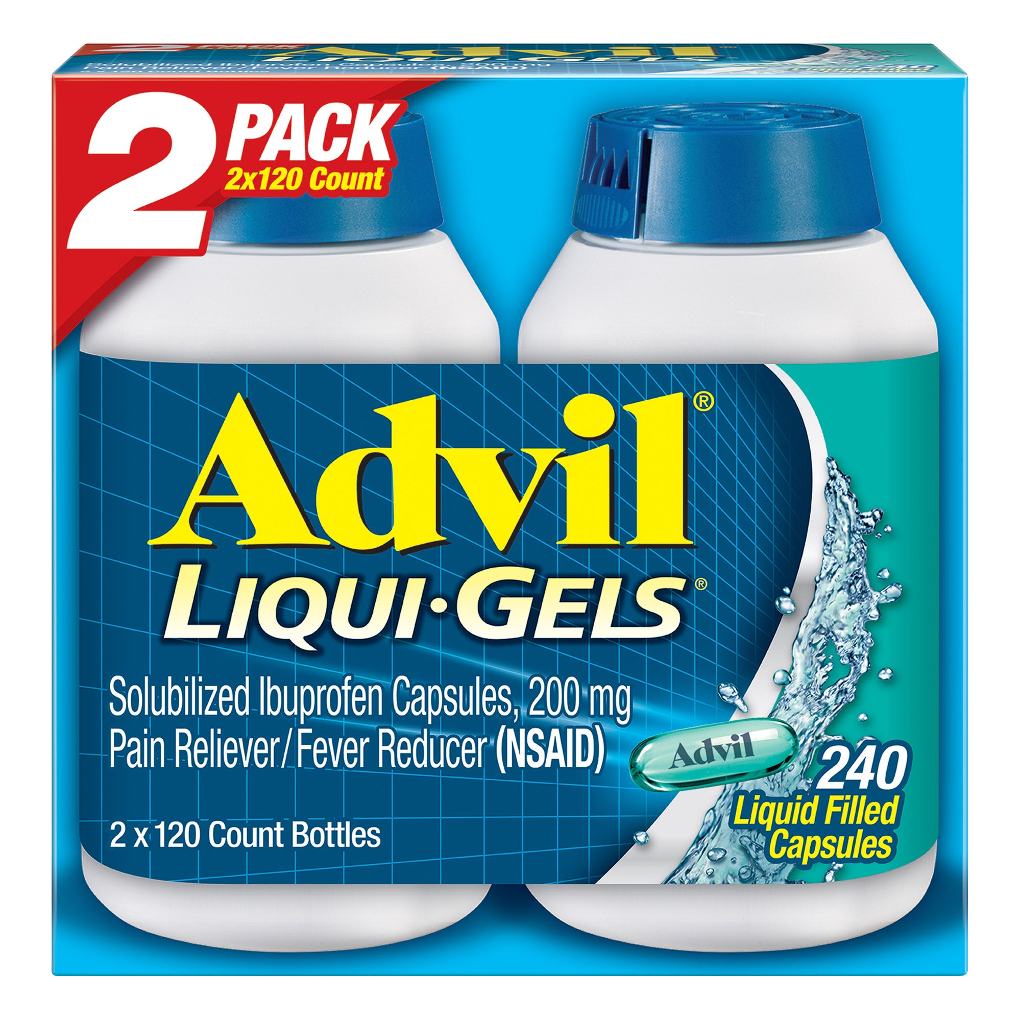 Advil Liqui-Gels Ibuprofen 200 mg Pain Reliever/Fever Reducer, 240 Capsules
