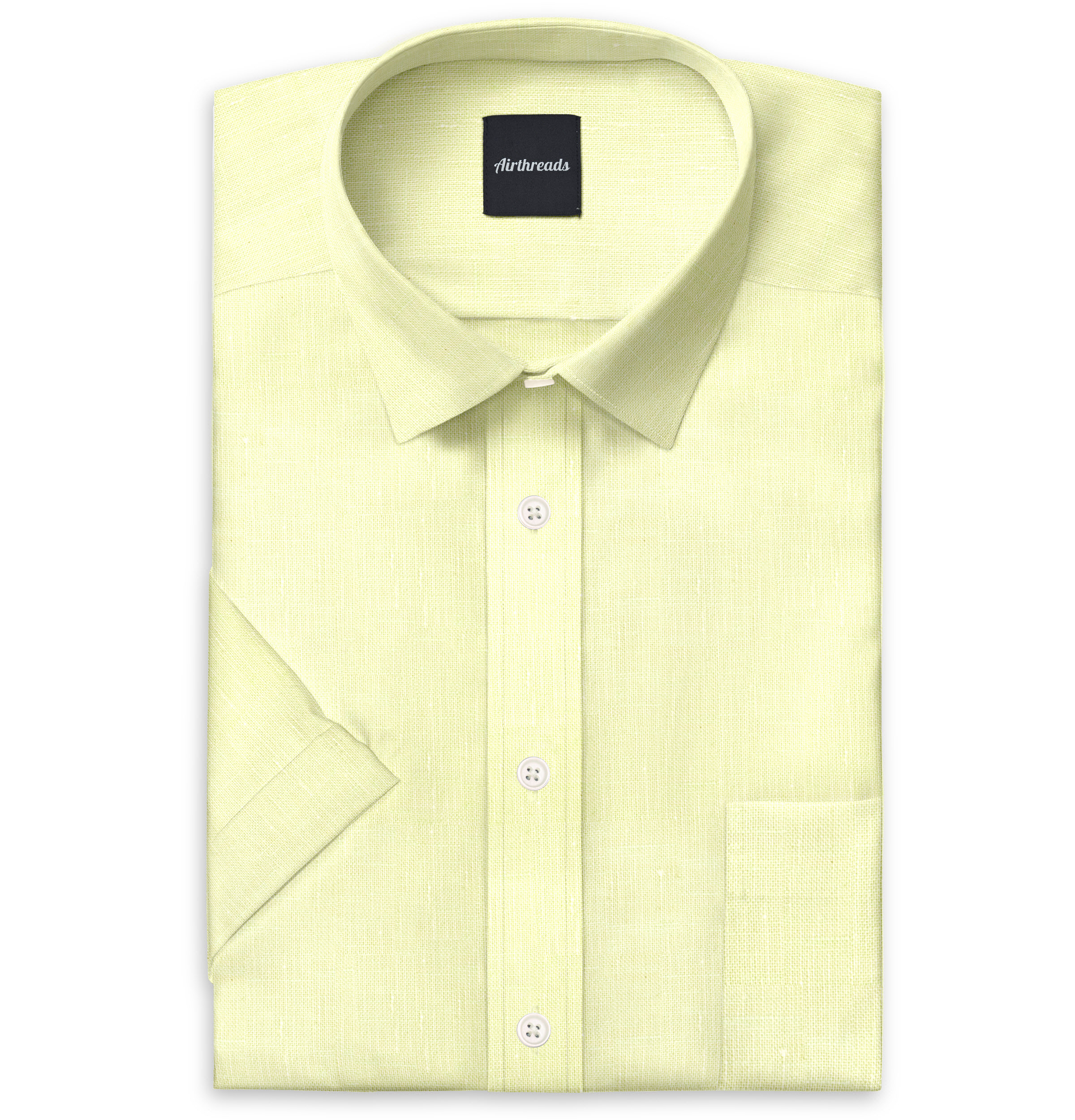 Image of Short Sleeve Linen Shirt in Yellow