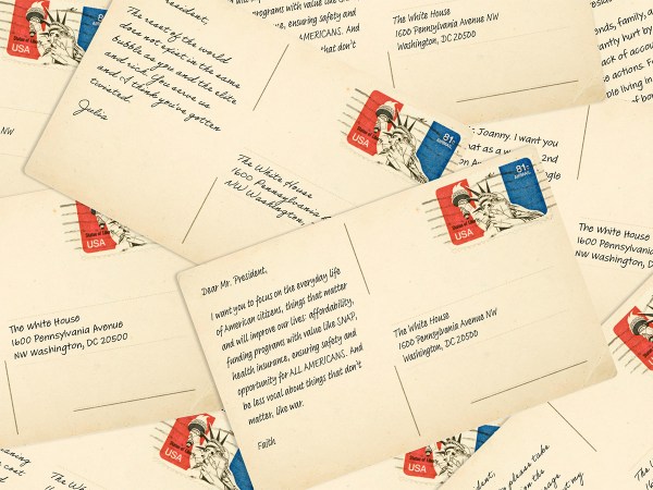 Illustration of Postcards addressed to the White House.