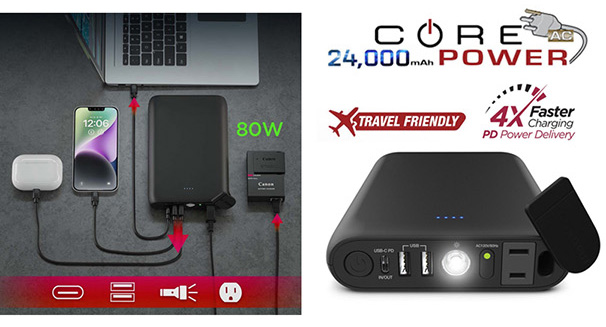 CORE Power 24,000mAh AC/USB Laptop Power Charger