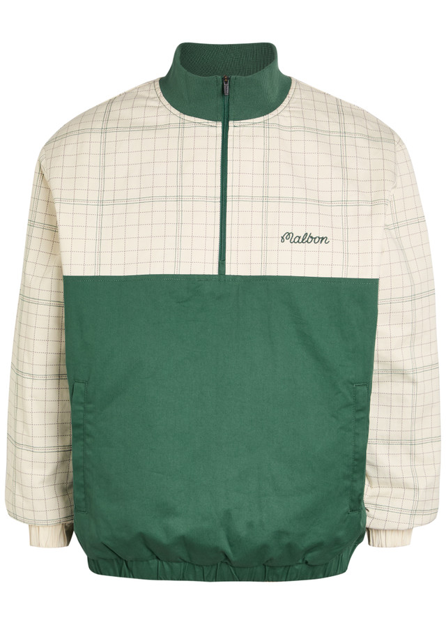 MALBON Spruce logo-embroidered half-zip cotton jacket