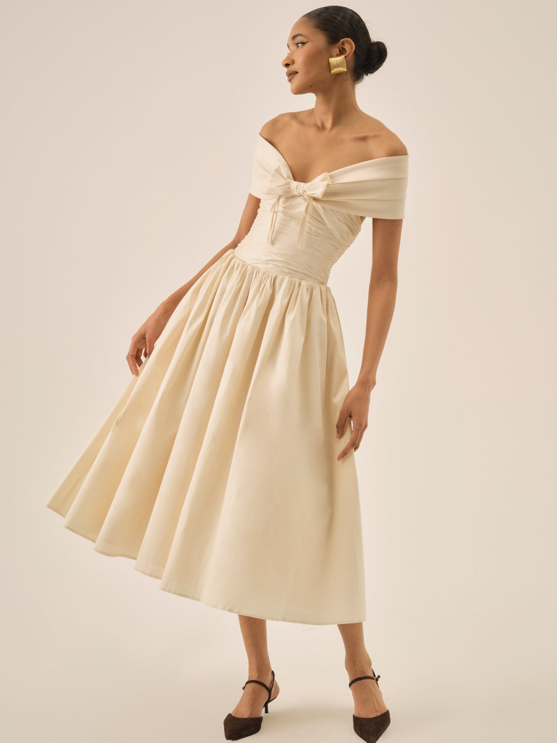 Image of Emalie Off-Shoulder Midi Dress
