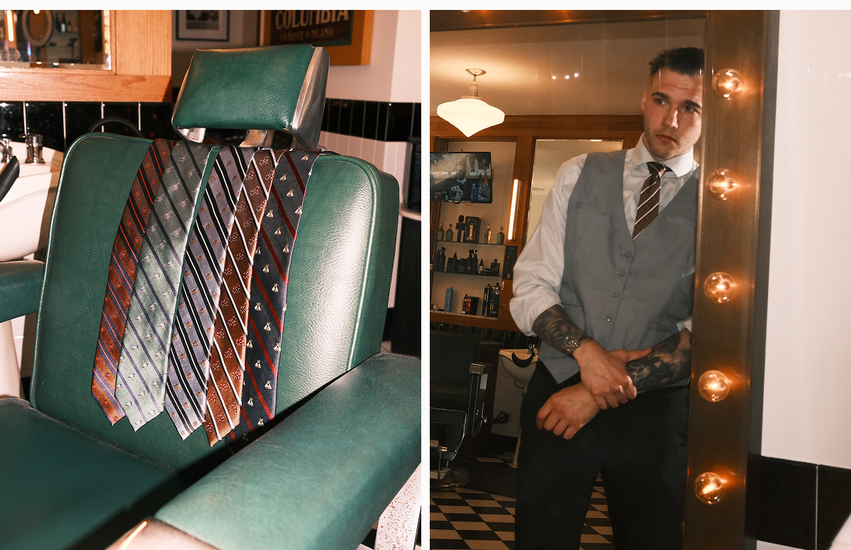 Barber Medo Redzic reminds us that confidence starts in the mirror—and the right tie helps.