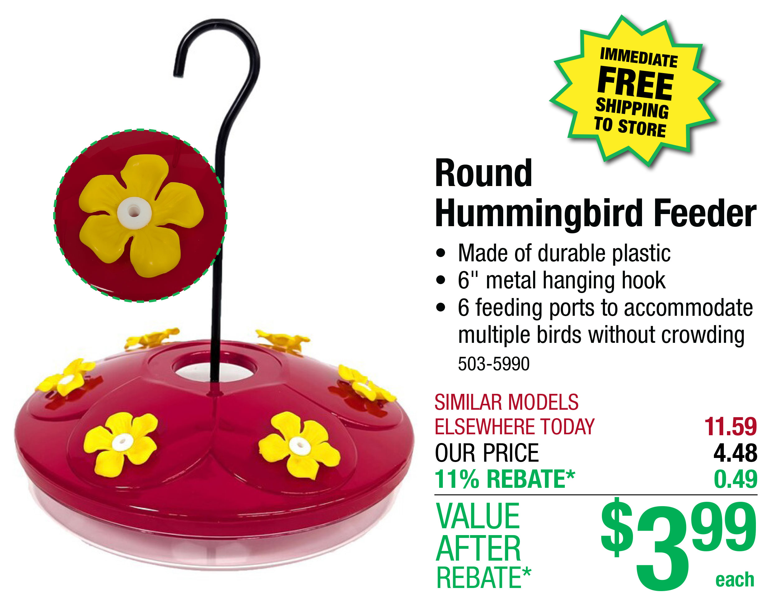 Round Hummingbird Feeder - ONLY $3.99 After Rebate*!