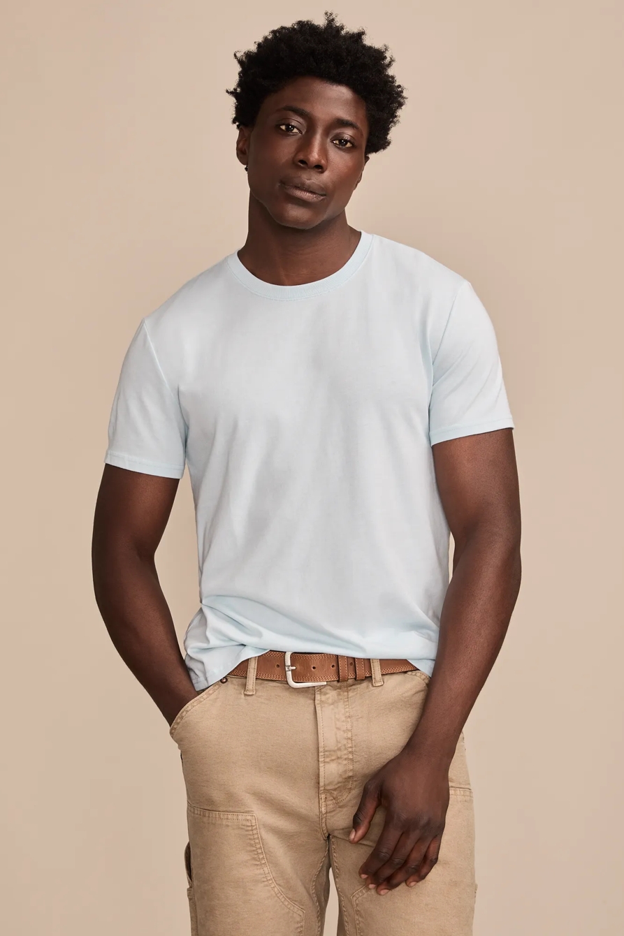 Image of Lucky Brand Venice Burnout Crew Neck Tee - Men's Clothing Tops Shirts Tee Graphic T Shirts in Dusty Turquoise