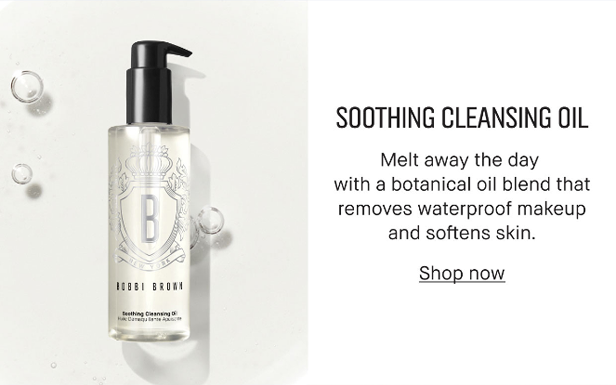 SOOTHING CLEANSING OIL | Melt away the day with a botanical oil blend that removes waterproof makeup and softens skin. | Shop now