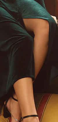 Current Mood Velvet Wrap Dress - Dark Green