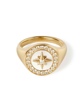 Gold Mother of Pearl Signet Ring