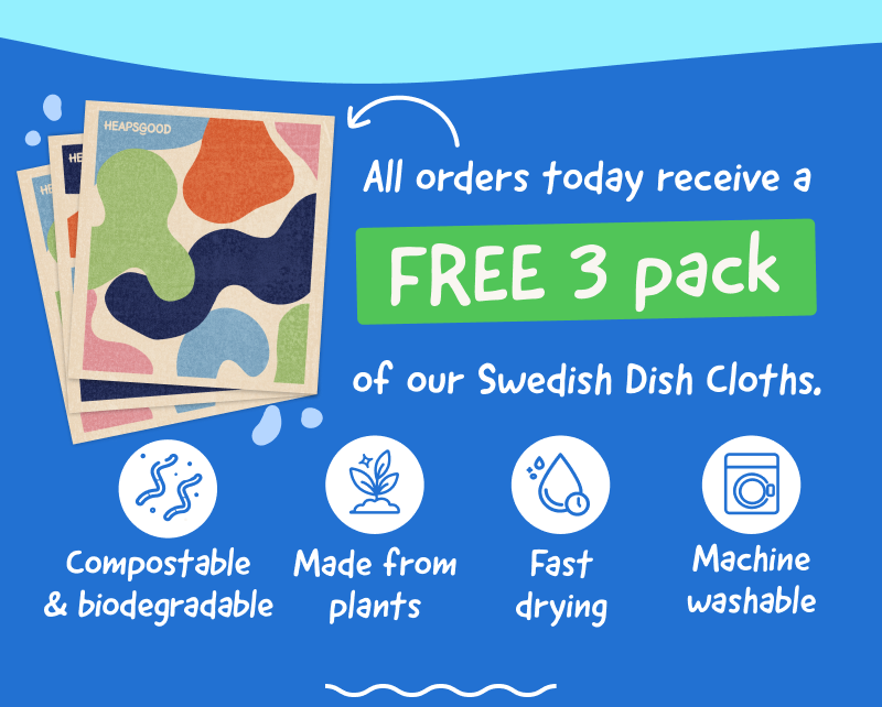 All orders today receive a Free 3 pack of our Swedish Dish Cloths.