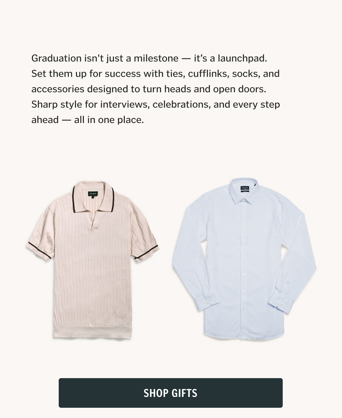 Graduation isn't just a milestone — it’s a launchpad. Set them up for success with ties, cufflinks, socks, and accessories designed to turn heads and open doors. Sharp style for interviews, celebrations, and every step ahead — all in one place.