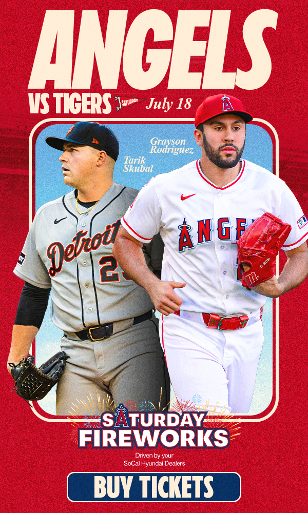 Angels vs. Tigers - Saturday, July 18. Grayson Rodriguez vs. Tarik Skubal. Saturday Fireworks, Driven by your SoCal Hyundai Dealers. Buy Tickets