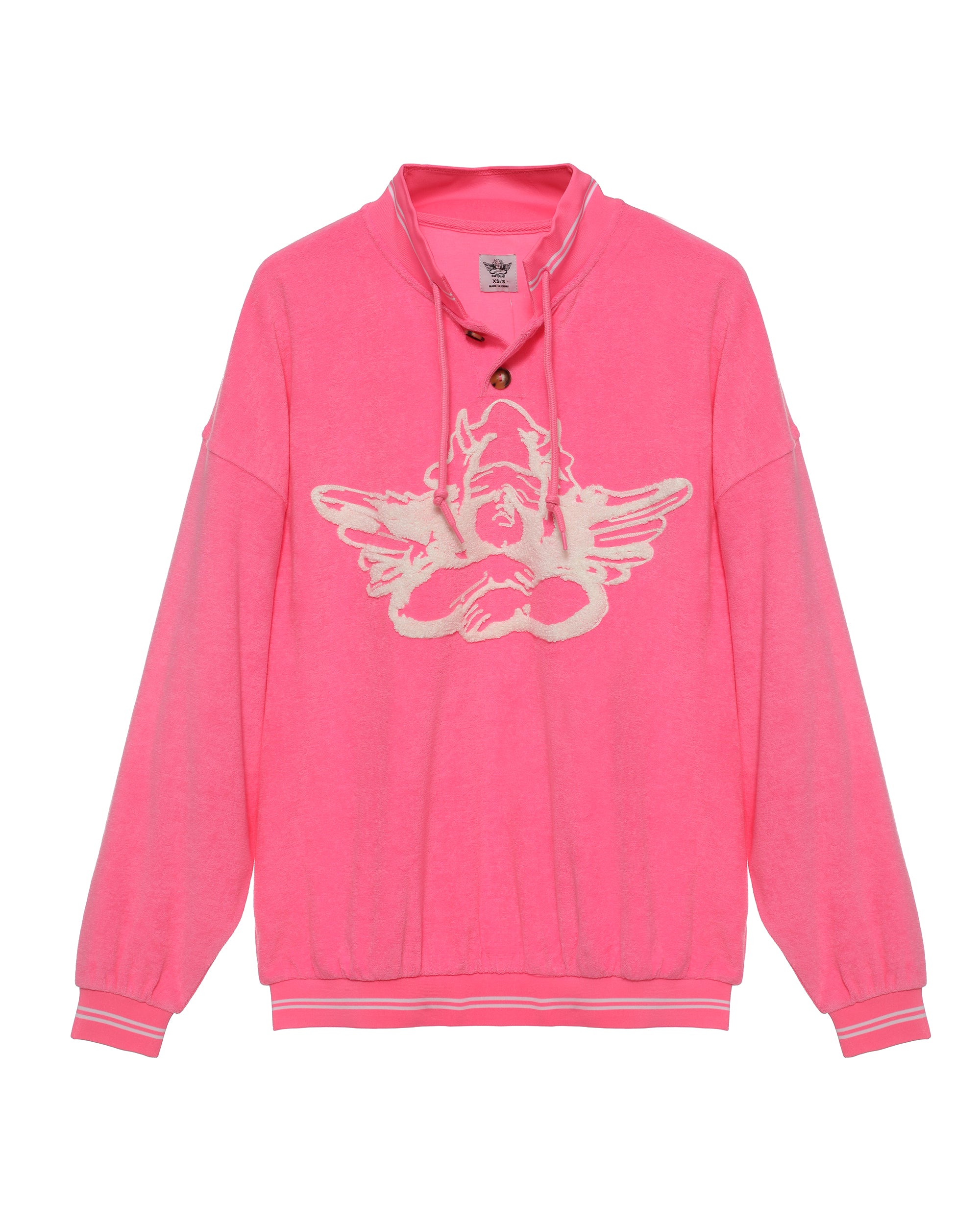 Image of Cherub University Pink Henley Crewneck