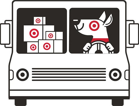 Bullseye driving delivery truck