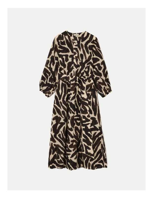 Zebra Cotton Midi Shirt Dress