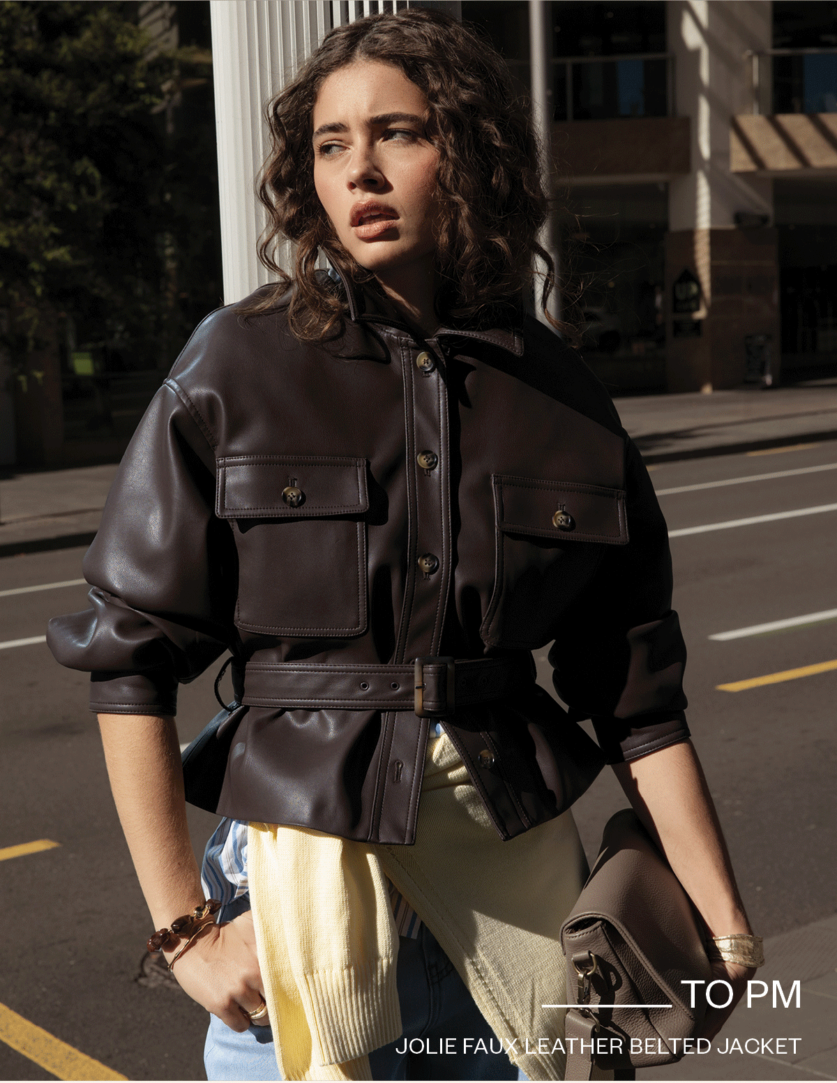 Jolie Faux Leather Belted Jacket