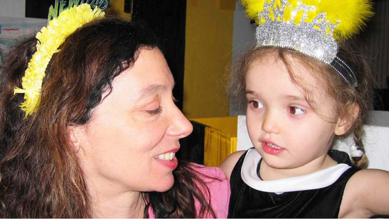 A woman with a small child.