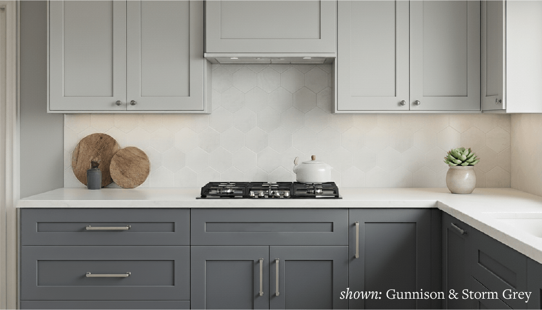 Kitchen with Gunnison & Storm Grey cabinets