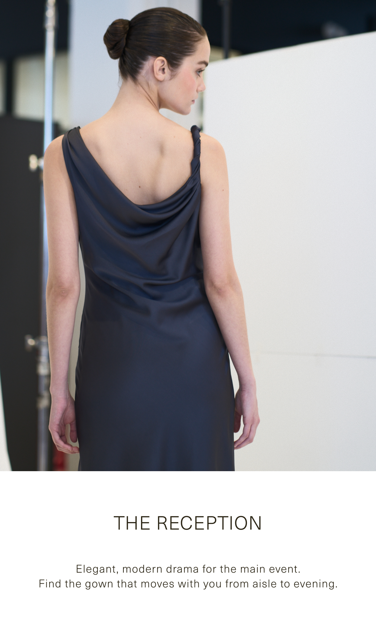 The Reception | Elegant, modern drama for the main event. Find the gown that moves with you from aisle to evening.