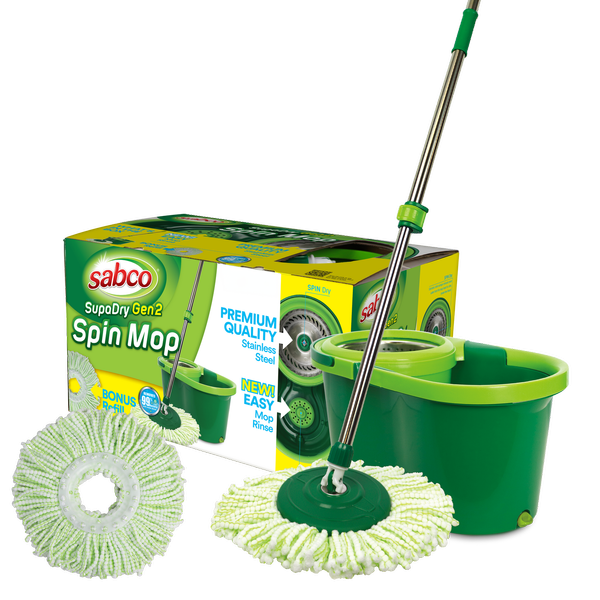 Sabco SupaDry Spin Mop and Bucket Gen2 with Bonus Refill.