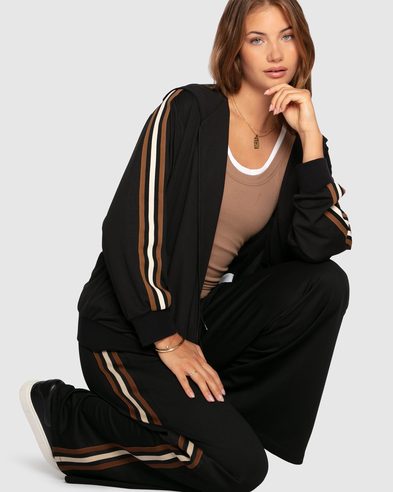 Image of Ready To Go Striped Sleeve Jacket - Black