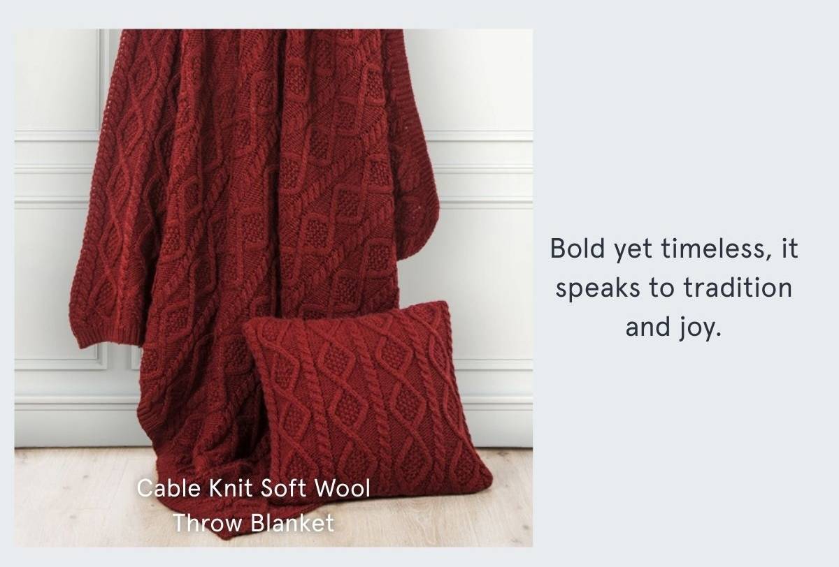 Cable Knit Soft Wool Throw Blanket