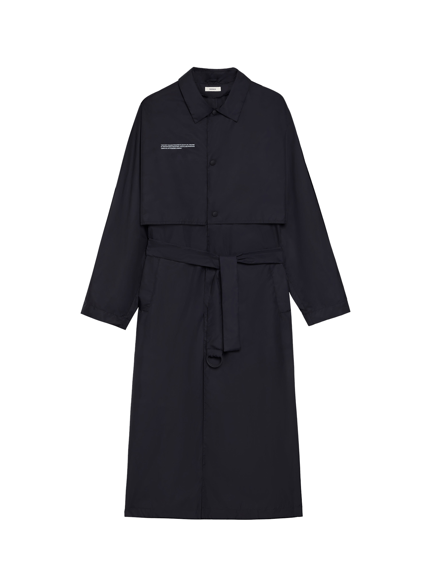 Womens Recycled Nylon Trench Coat - Black