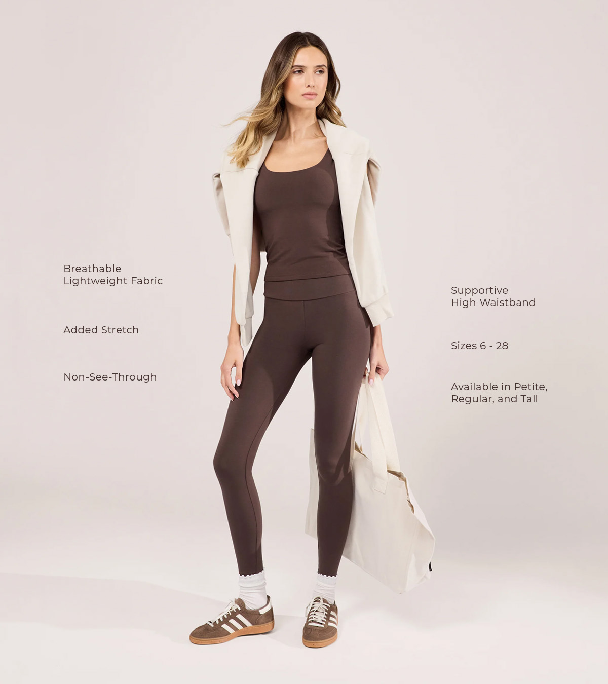 LIGHTWEIGHT ESPRESSO BROWN LEGGINGS