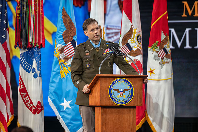  The Hall of Heroes induction ceremony for Medal of Honor recipient Maj. Nicholas Dockery.