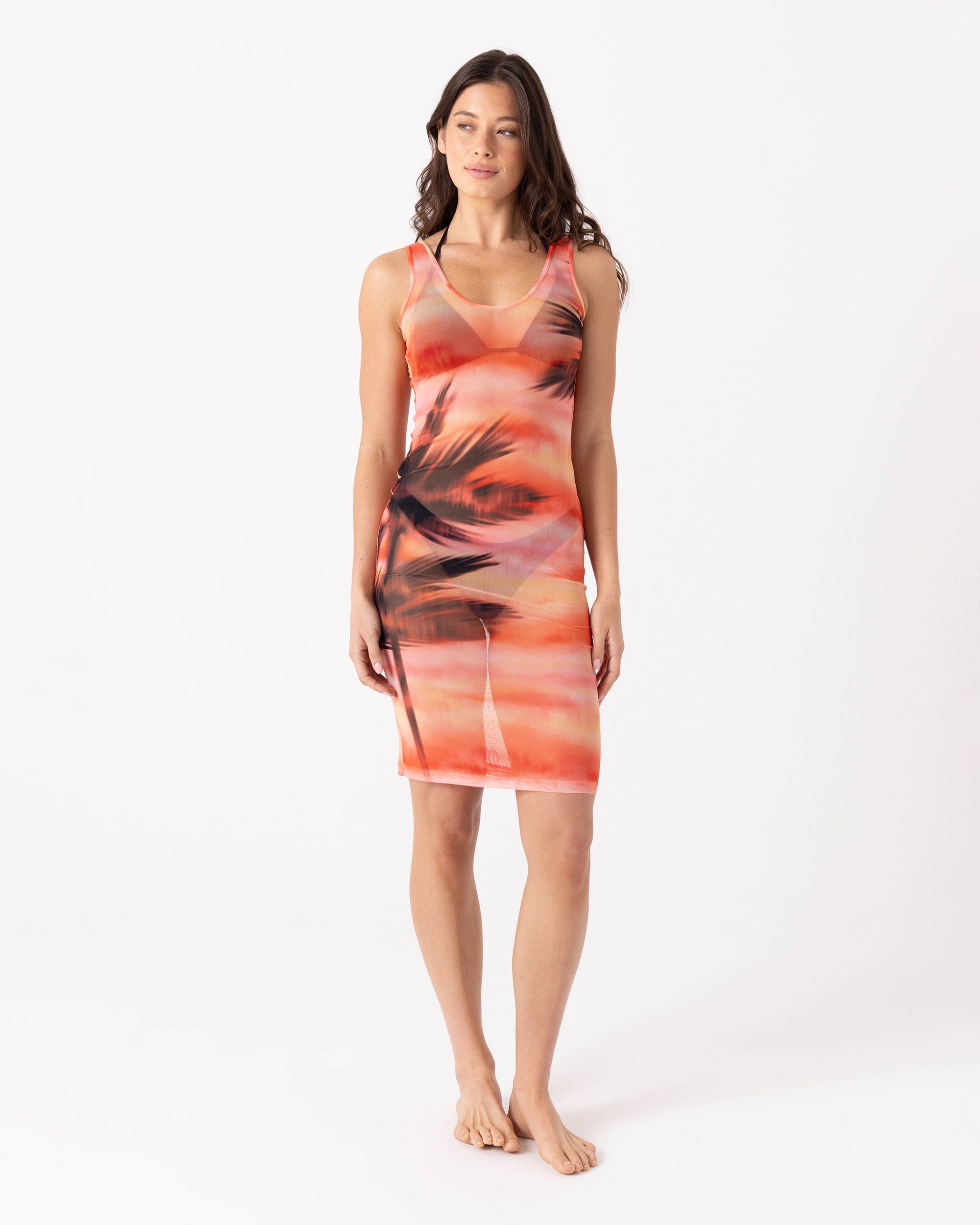 Image of Palm Before The Storm Mesh Cover Up Dress