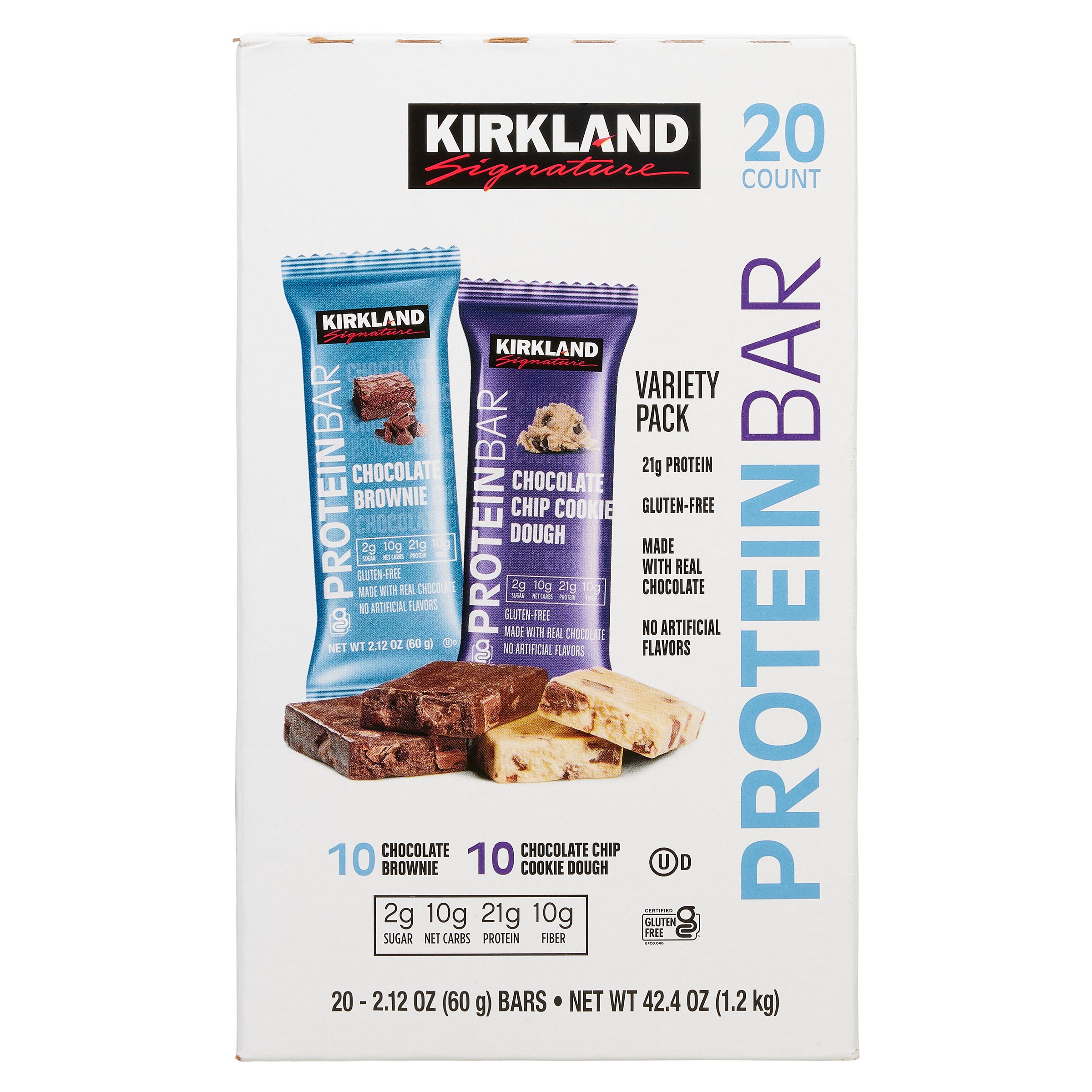 Kirkland Signature Protein Bar Varierty Pack Chocolate Chip Cookie Dough and Chocolate Brownie