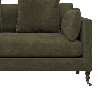 Madeline Tuscan Olive Velvet Loveseat - With Throw Pillows - 71