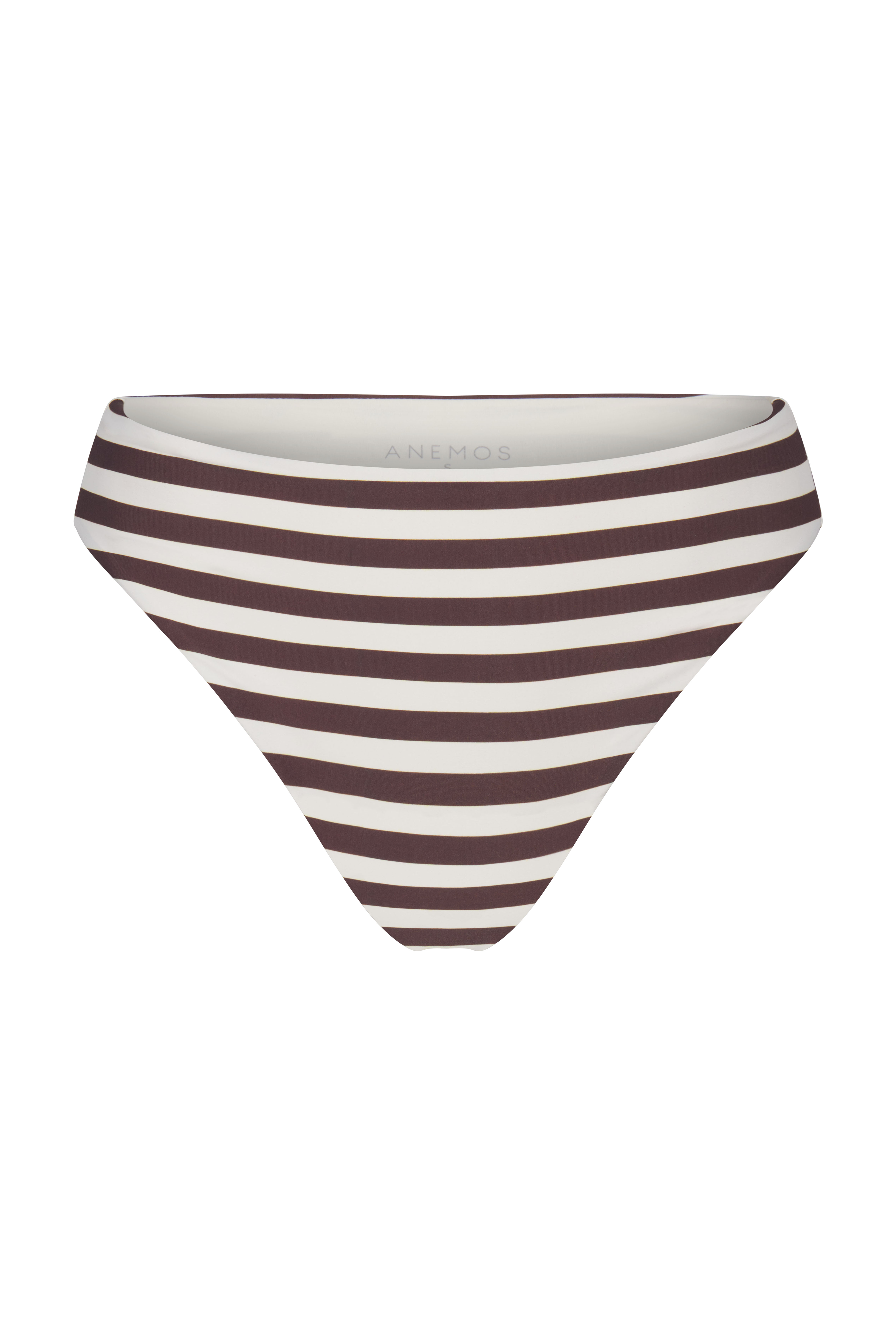 Image of Midi High-Cut Bikini Bottom In Espresso Horizontal Stripes