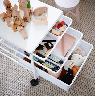 Elfa Mesh Rolling Cart with Drawers