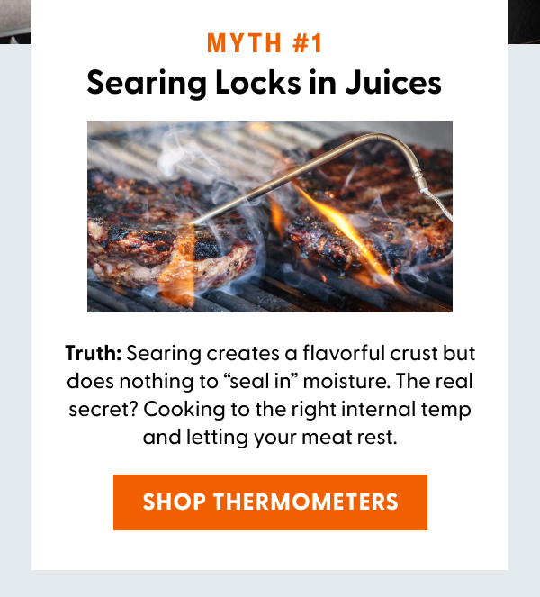 Myth #1: Searing Locks in Juices. Shop Thermometers