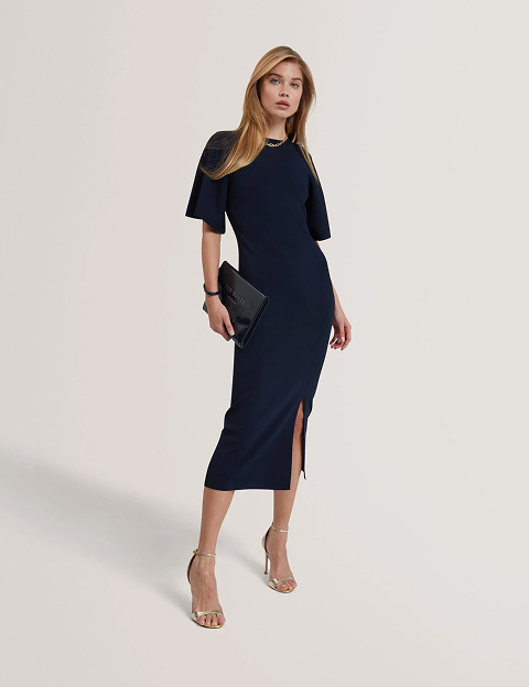 Short Sleeve Knitted Bodycon Midi Dress