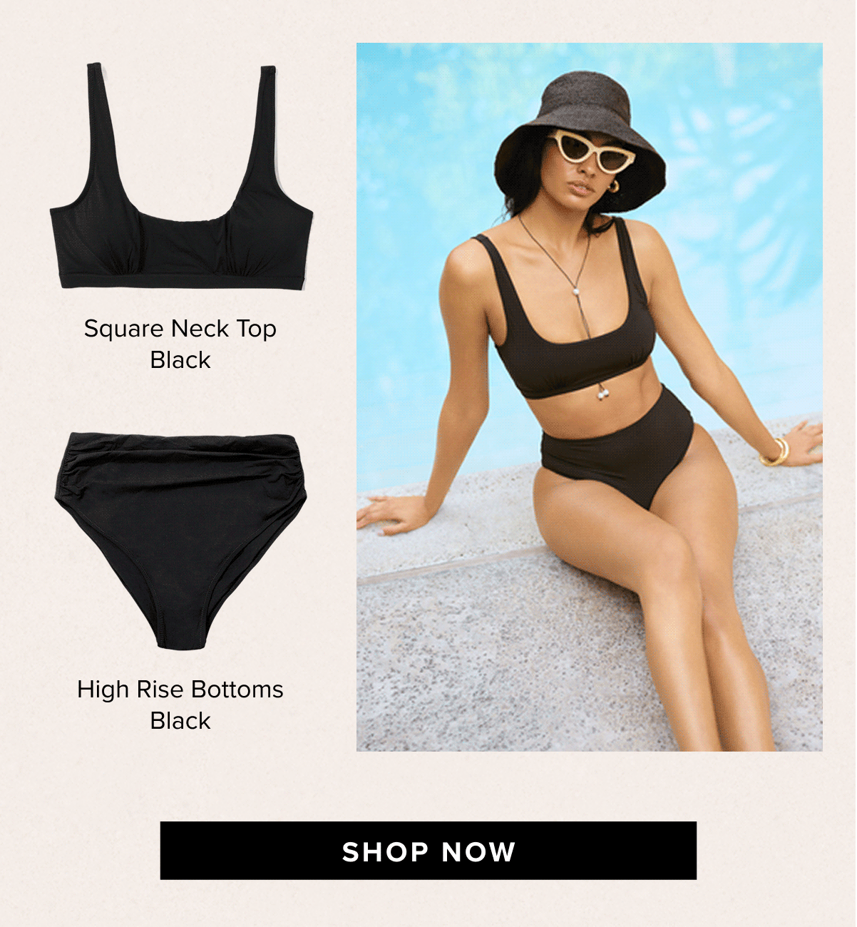 Square Neck Top Black - Shop Now