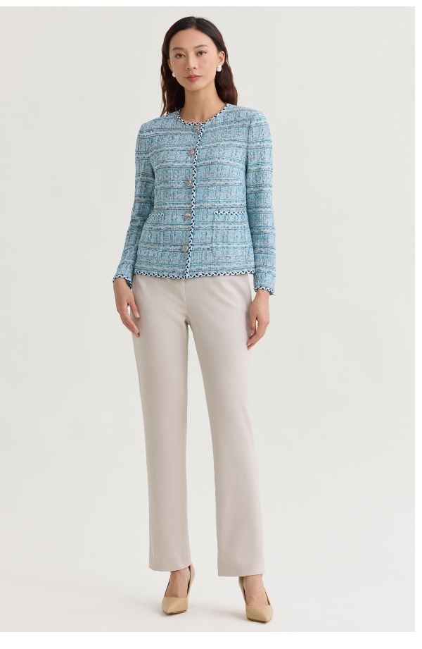 Heritage Braided Trim Tweed Knit Jacket