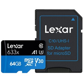Lexar BLUE High-Performance 633x UHS-I microSDHC Memory 64GB Card