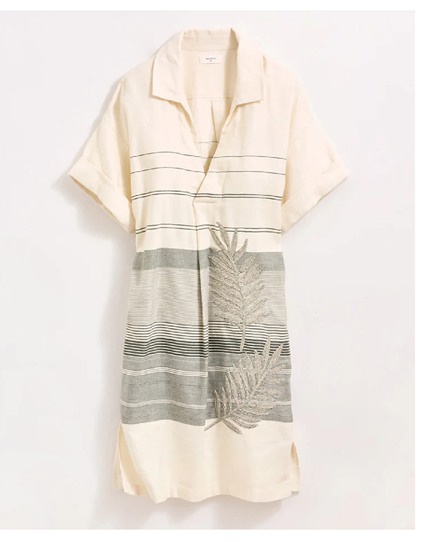 Desert Palm Embroidered Shirt Dress