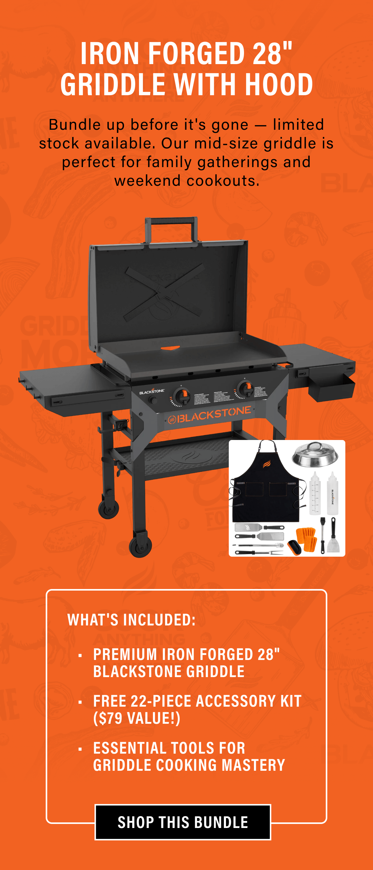 Iron Forged 28" Griddle With Hood
