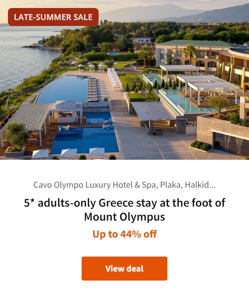 5* adults-only Greece stay at the foot of Mount Olympus