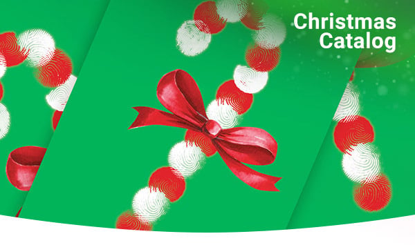 A fingerprint candy cane on green paper.