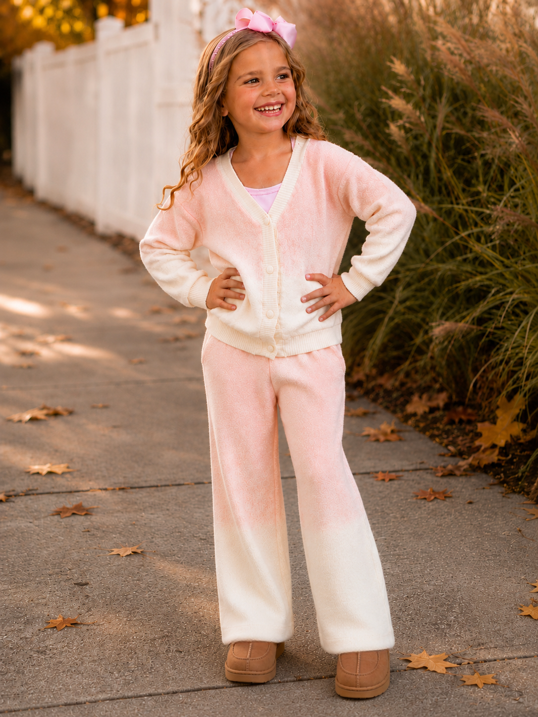 Image of Cotton Candy Cozy Ombré Cardigan & Lounge Pant Set