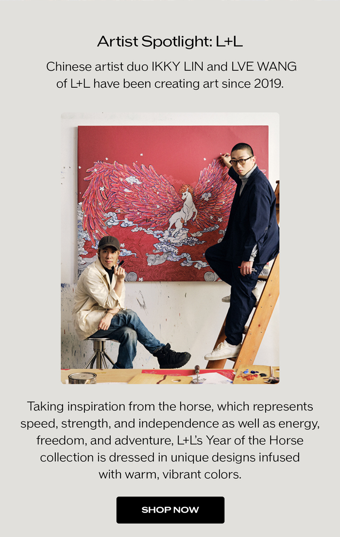 Taking inspiration from the horse, which represents speed, strength, and independence as well as energy, freedom, and adventure, Chinese artist duo L+L’s Year of the Horse collection is dressed in unique designs infused with warm, vibrant colors.