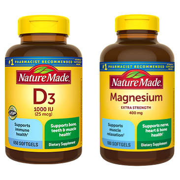 Nature Made Vitamin D3 or Extra Strength Magnesium Softgels