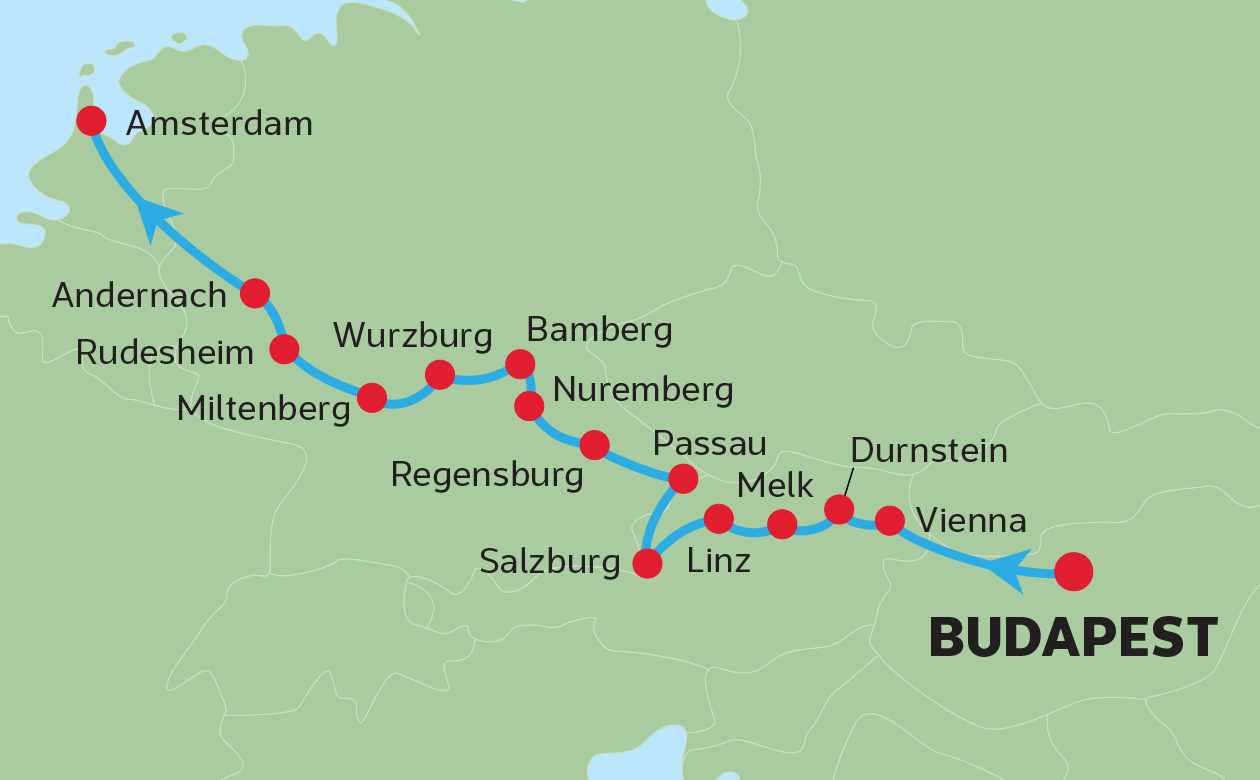 MAGNIFICENT EUROPE<br>LUXURY RIVER CRUISE MAP