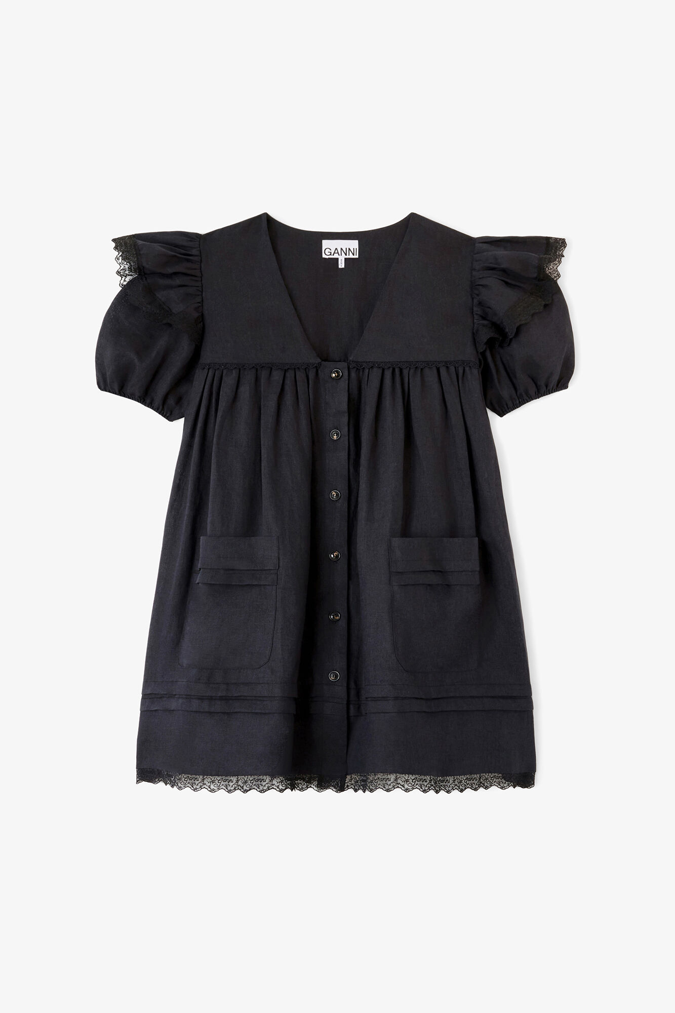 Mini Dress in Black Linen