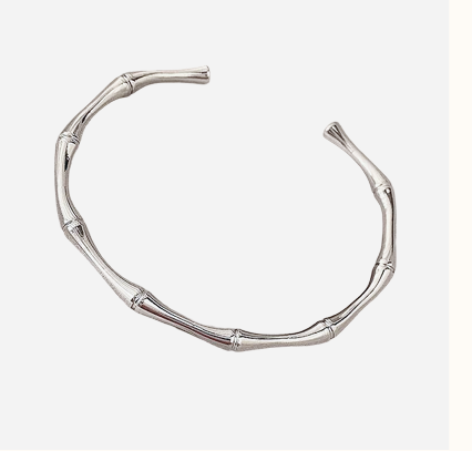 Adjustable Bamboo Silver Or Gold Plated Bangle Bracelet