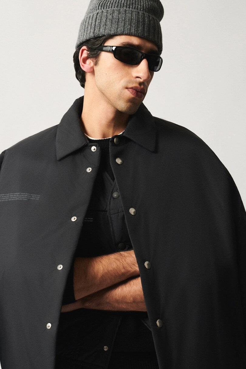 Mens Flower Warmth Padded Overshirt in Black